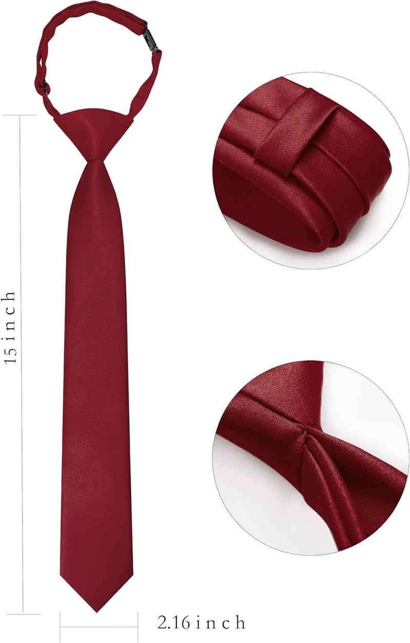 RBOCOTT Solid Color Satin Ties for Boys and Kids Pre-tied Adjustable Necktie for Age 8-12 Wedding and School Graduation - Image 1